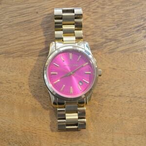 Michael Kors Gold Tone Pink Dial Analog Ladies Watch MK5801